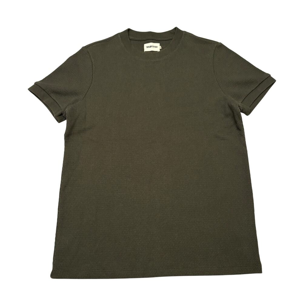 Taylor Stitch The Organic Cotton Short Sleeve Crew Shirt Men's 38/S Olive Waffle